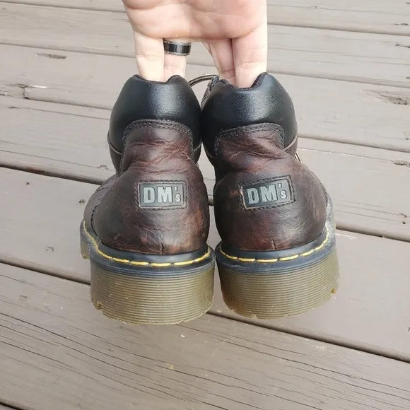 Vintage Y2K Dr Martens 11303 Brown Leather Lace-up Grunge Ankle Work Boots 11