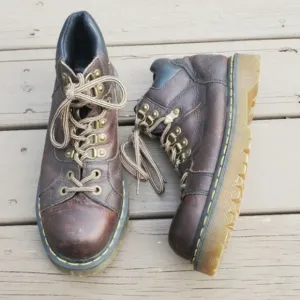 Vintage Y2K Dr Martens 11303 Brown Leather Lace-up Grunge Ankle Work Boots 11