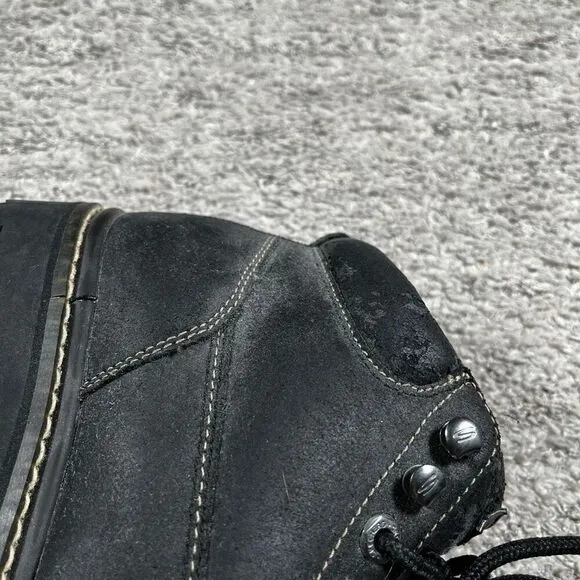 Vintage Y2K Skechers Boots Womens Chunky Work Ankle Bootie 2620 Black Leather