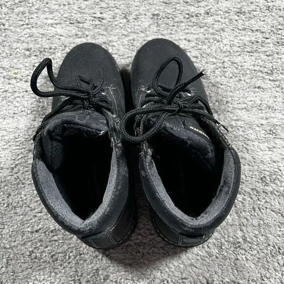 Vintage Y2K Skechers Boots Womens Chunky Work Ankle Bootie 2620 Black Leather