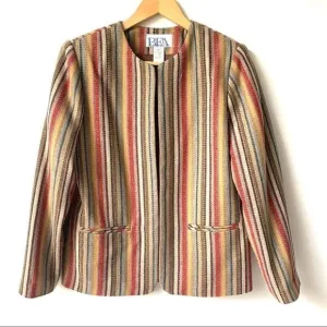 Vintage Fall Colors Stripe Wool Blend Suit Jacket