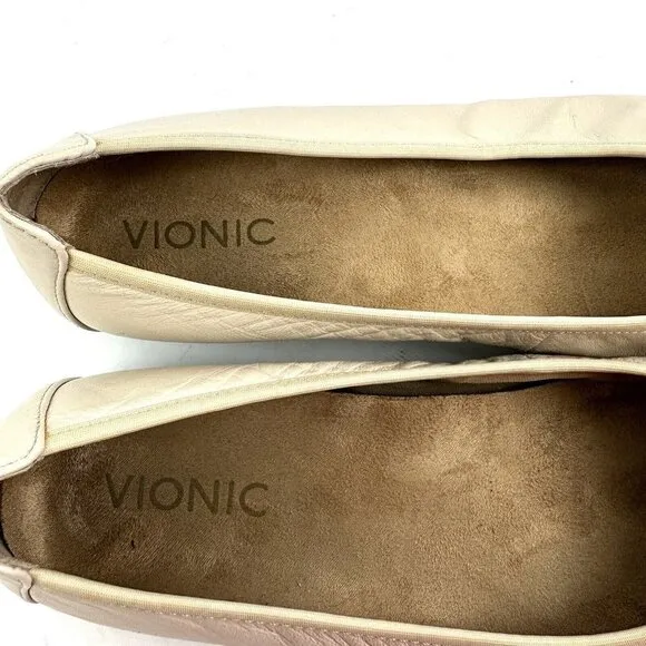 Vionic 7.5 Flats Minna Snakeskin Cap Toe Slip On Shoes Comfort Arch Support