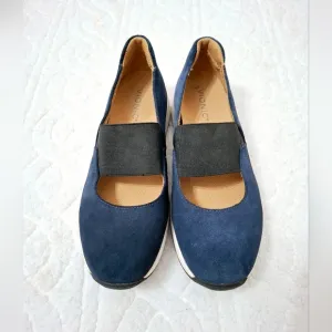 Vionic Cadee Blue Leather Slip On Mary Jane Comfort Shoes Size 8