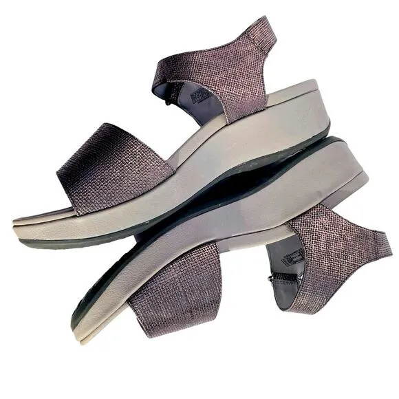 Vionic Rose Gold Grey Raz Metallic Platform Sandal Size 9