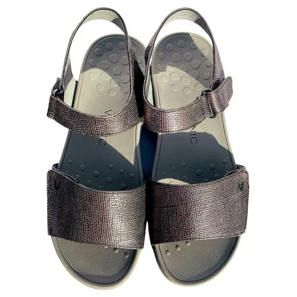 Vionic Rose Gold Grey Raz Metallic Platform Sandal Size 9