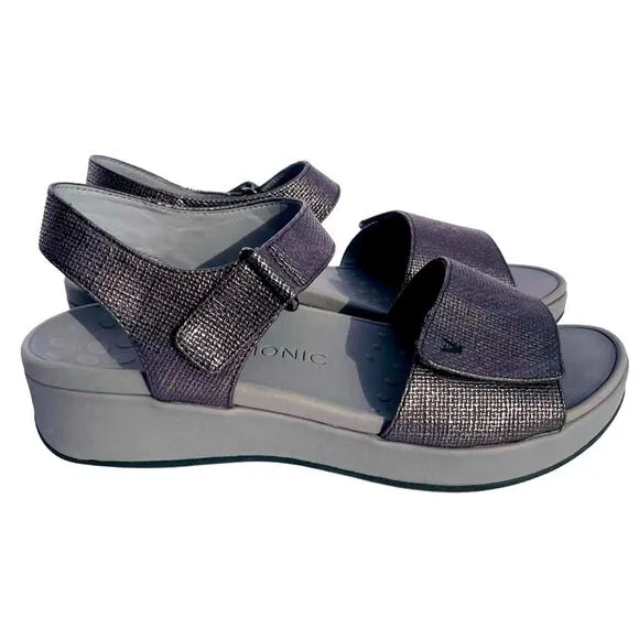 Vionic Rose Gold Grey Raz Metallic Platform Sandal Size 9