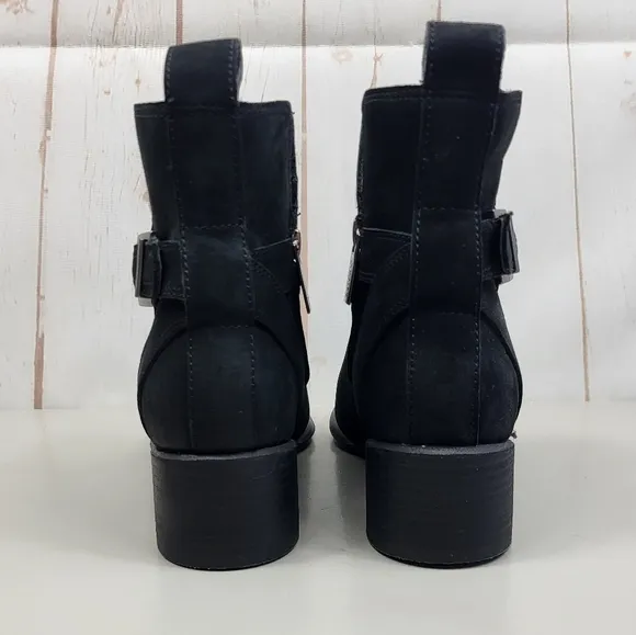 Vionic Sienna Nubuck Waterproof Leather Heeled Ankle Booties Black USA 6
