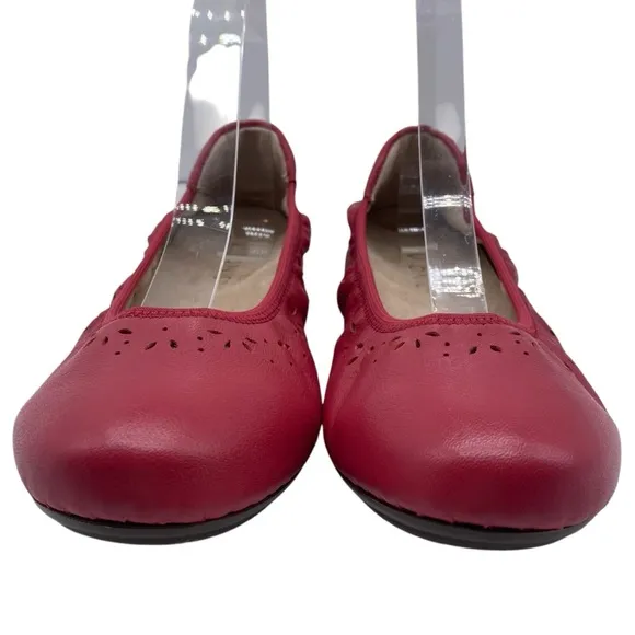 Vionic Womens Shoes Geneva Flats Sz 7 Red Pink Leather Comfort Colorful Feminine