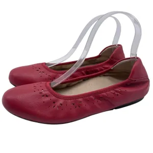 Vionic Womens Shoes Geneva Flats Sz 7 Red Pink Leather Comfort Colorful Feminine