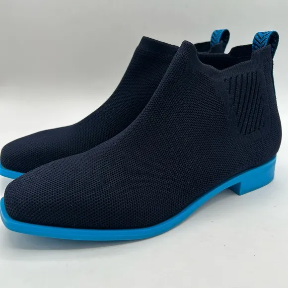 VIVAIA Square-Toe Water-Repellent Ankle Boots (Ryan Pro) Navy Azure Blue SZ 38.5