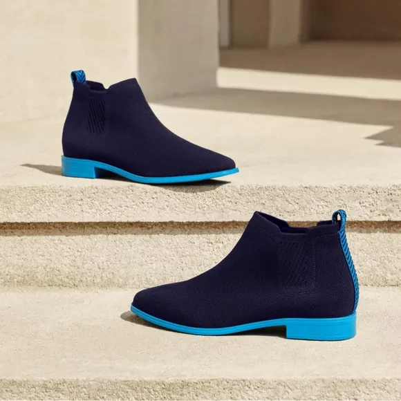VIVAIA Square-Toe Water-Repellent Ankle Boots (Ryan Pro) Navy Azure Blue SZ 38.5