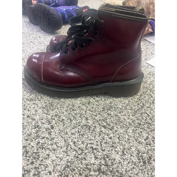 VNTG Dr. Martens Vegan Leather 1460 Lace-Up Boots, Cherry Red Women’s UK 4/US 6