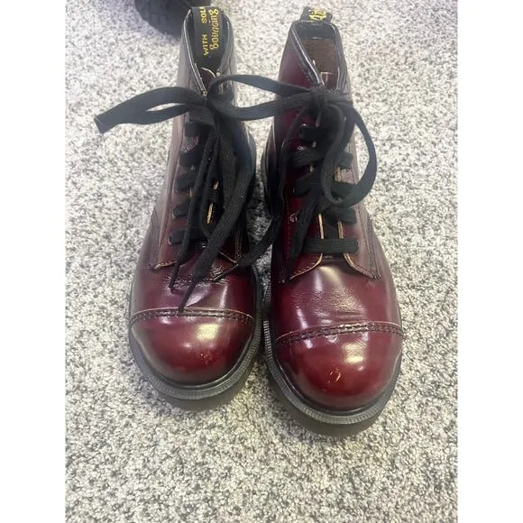 VNTG Dr. Martens Vegan Leather 1460 Lace-Up Boots, Cherry Red Women’s UK 4/US 6