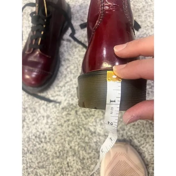 VNTG Dr. Martens Vegan Leather 1460 Lace-Up Boots, Cherry Red Women’s UK 4/US 6