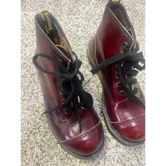 VNTG Dr. Martens Vegan Leather 1460 Lace-Up Boots, Cherry Red Women’s UK 4/US 6