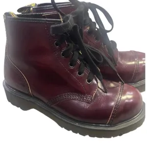 VNTG Dr. Martens Vegan Leather 1460 Lace-Up Boots, Cherry Red Women’s UK 4/US 6