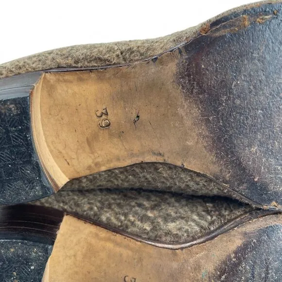 VTG 30s Women Victorian Booties Boots Size 8 Brown Wool Leather Prairie Peasant