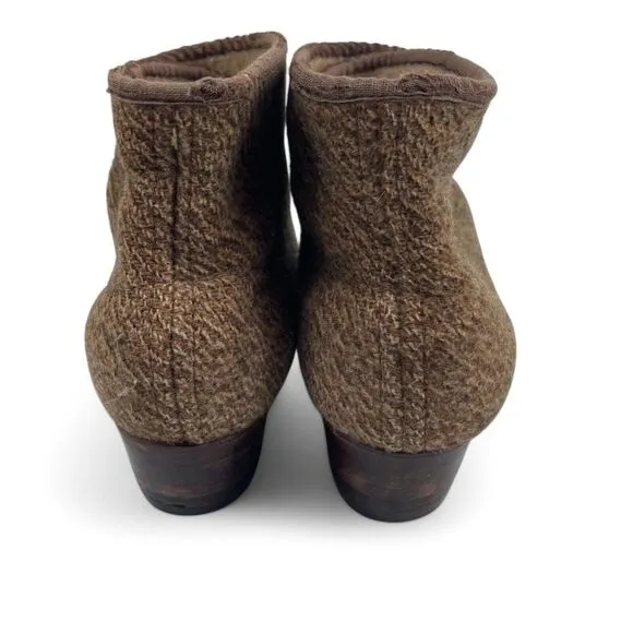VTG 30s Women Victorian Booties Boots Size 8 Brown Wool Leather Prairie Peasant
