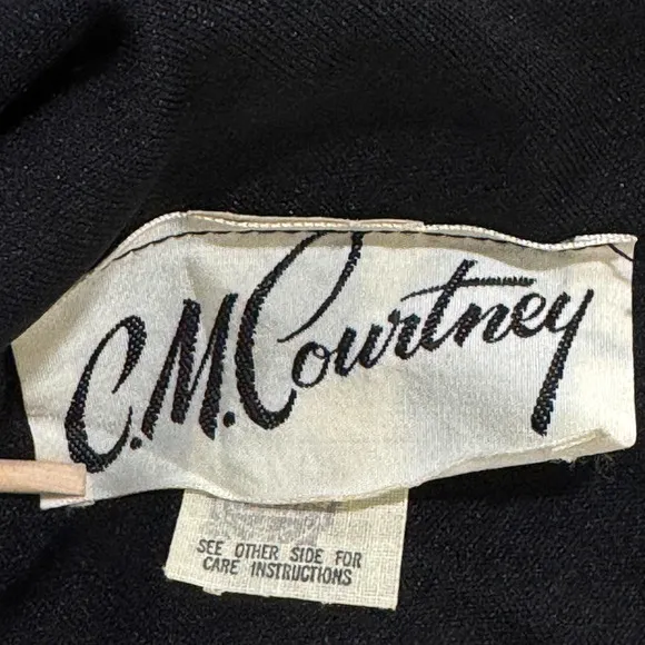 VTG 80s CM Courtney Womens Sz 7/8 Black Formal Maxi Cape Chiffon Dress Goth