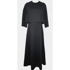 VTG 80s CM Courtney Womens Sz 7/8 Black Formal Maxi Cape Chiffon Dress Goth