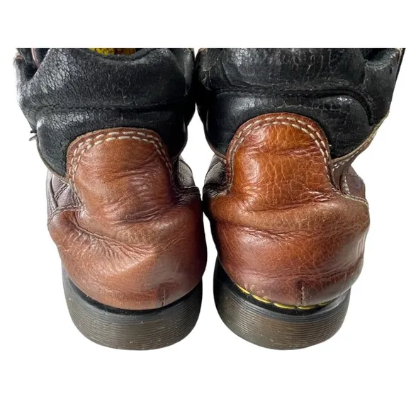 Vtg Dr. Marten's Industrial Heritage Brown Leather Steel Toe Work Boots Sz 10M