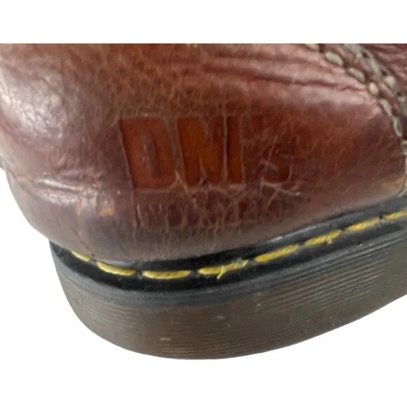 Vtg Dr. Marten's Industrial Heritage Brown Leather Steel Toe Work Boots Sz 10M