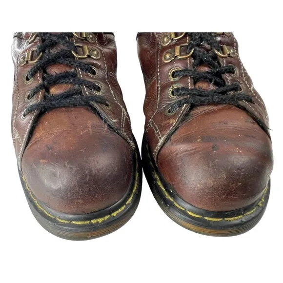 Vtg Dr. Marten's Industrial Heritage Brown Leather Steel Toe Work Boots Sz 10M