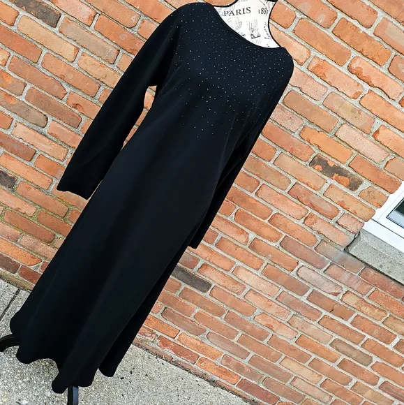 Vtg Jones New York Classic Black Embellished Back Cocktail Dress | Size 16