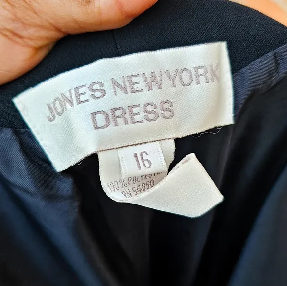Vtg Jones New York Classic Black Embellished Back Cocktail Dress | Size 16