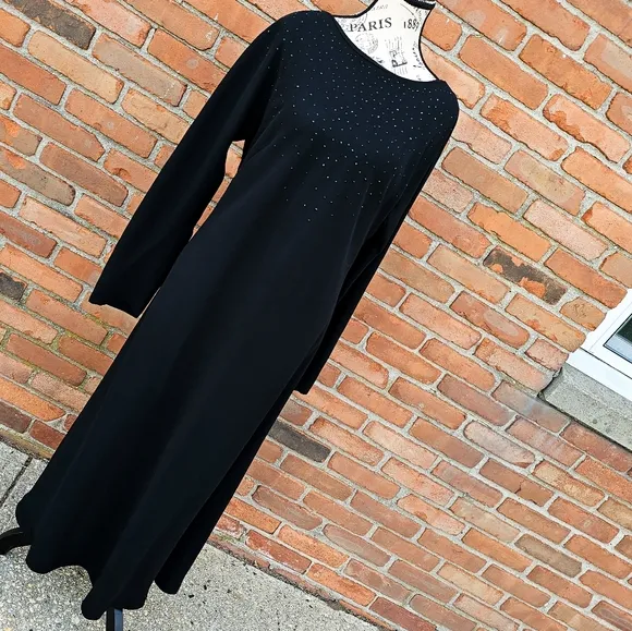 Vtg Jones New York Classic Black Embellished Back Cocktail Dress | Size 16