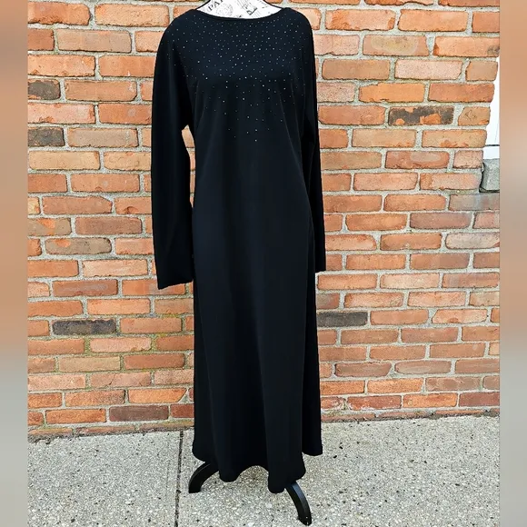 Vtg Jones New York Classic Black Embellished Back Cocktail Dress | Size 16