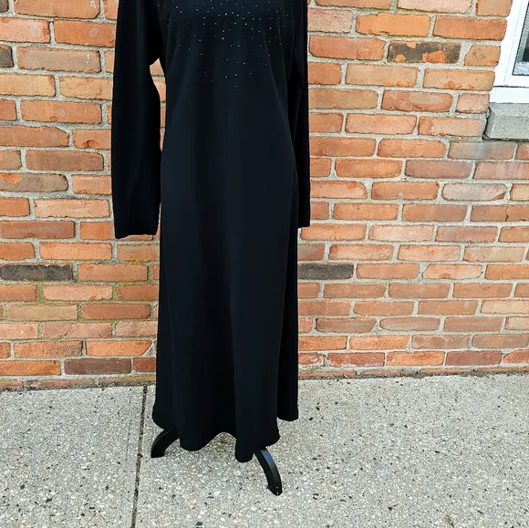Vtg Jones New York Classic Black Embellished Back Cocktail Dress | Size 16