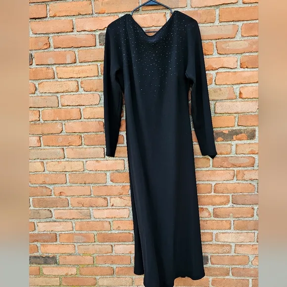 Vtg Jones New York Classic Black Embellished Back Cocktail Dress | Size 16