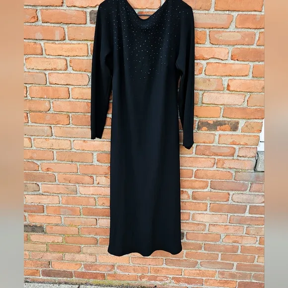 Vtg Jones New York Classic Black Embellished Back Cocktail Dress | Size 16