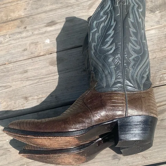 VTG Justin 8327 Grey Iguana Lizard  Grey Western Cowboy Boots Men's 9.5B 27498