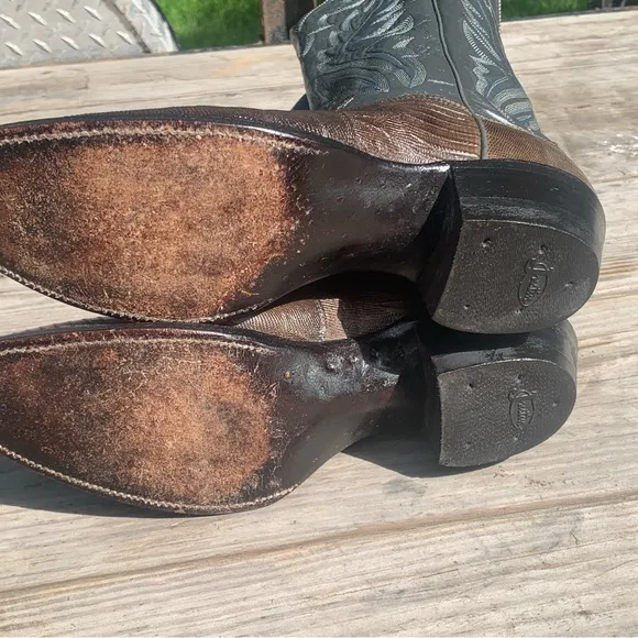 VTG Justin 8327 Grey Iguana Lizard  Grey Western Cowboy Boots Men's 9.5B 27498