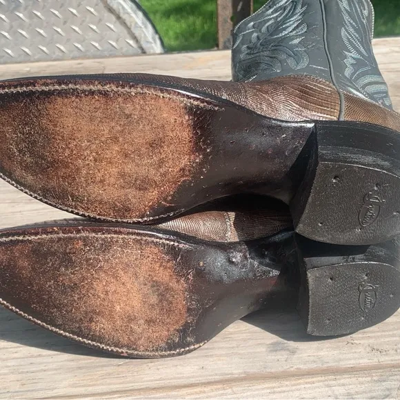 VTG Justin 8327 Grey Iguana Lizard  Grey Western Cowboy Boots Men's 9.5B 27498