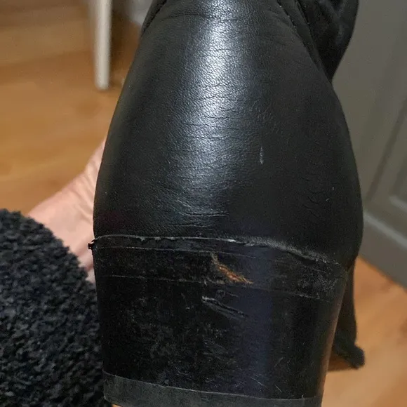 VTG Texas Western Black Leather Cowboy Work Boots Mens 10D Western pointed toe