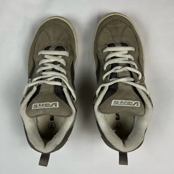 Vtg Vans Fat Tongue Skate Shoes Mens US 7 Womens 8.5 Beige/White 30125-76