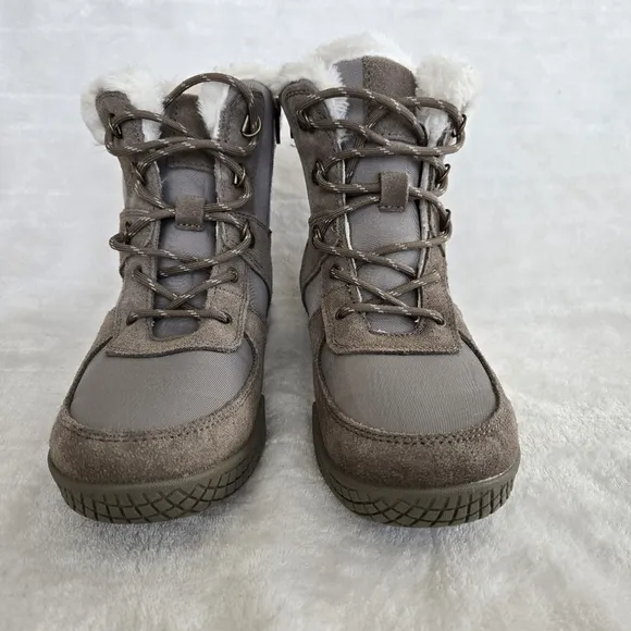 Weatherproof Vintage Chloe Women's Sneaker Boots Size 9M Gray Faux Fur 1412964