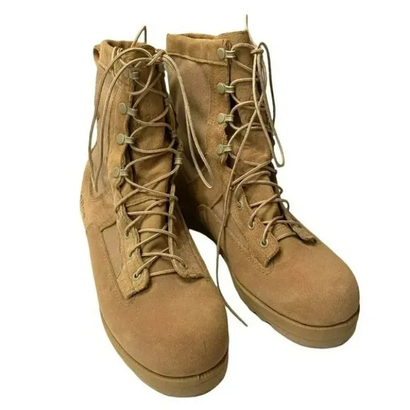Wellco‎ Vibram Work Boots 11W mens Tan suede military Minimalist Workwear