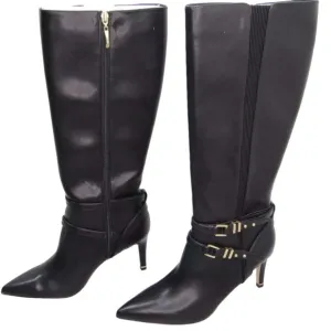 White House Black Market Womens Tall Double Buckle Boot Pointed Toe Black Size 8