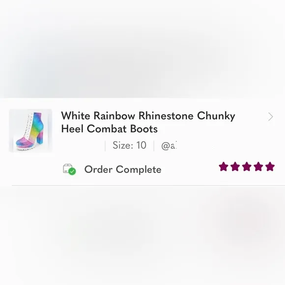 White Rainbow Rhinestone Chunky Heel Combat Boots