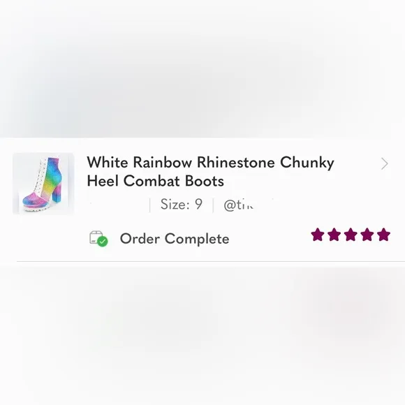 White Rainbow Rhinestone Chunky Heel Combat Boots