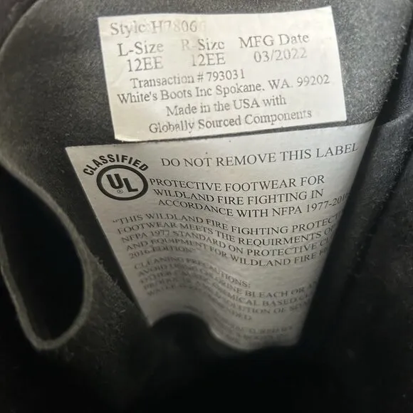 Whites Handmade H7806 Logger Packer Plain Toe Work Boots Mens 12 EE