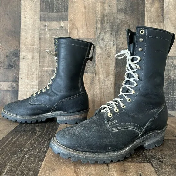 Whites Handmade H7806 Logger Packer Plain Toe Work Boots Mens 12 EE