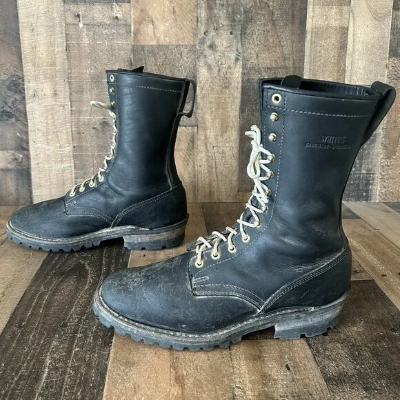 Whites Handmade H7806 Logger Packer Plain Toe Work Boots Mens 12 EE