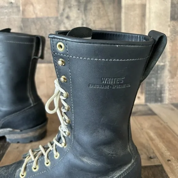 Whites Handmade H7806 Logger Packer Plain Toe Work Boots Mens 12 EE