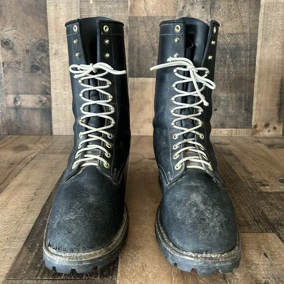 Whites Handmade H7806 Logger Packer Plain Toe Work Boots Mens 12 EE