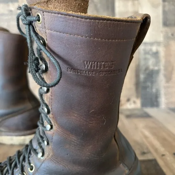 Whites Handmade Logger Packer Plain Toe Work Boots Mens 10 EE